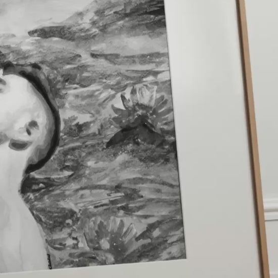 Gay Couple Romance at Lily Pond Black & White Art video