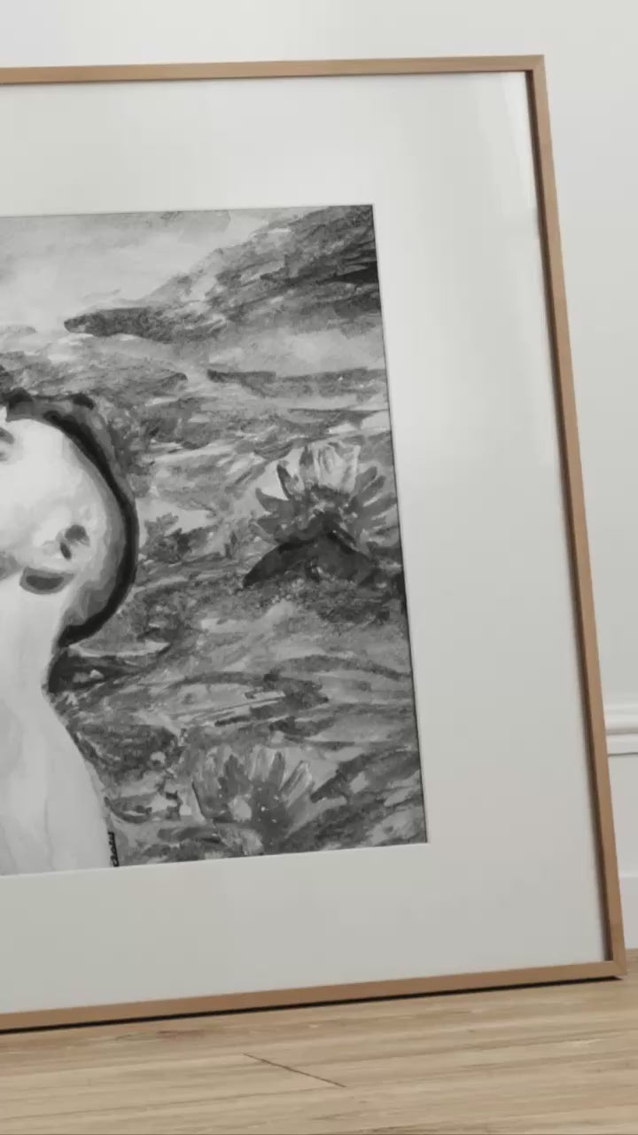 Gay Couple Romance at Lily Pond Black & White Art video