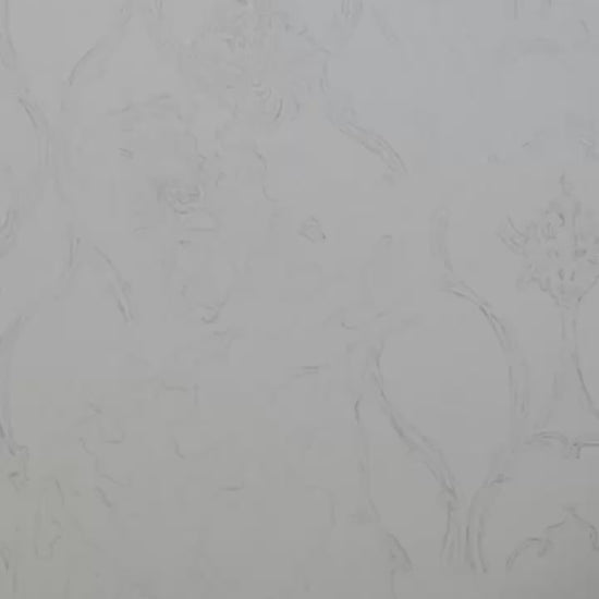 This video features a striking art print titled "In Bathroom," which depicts a vibrant and erotic scene of a nude male figure. The background is adorned with an intricate blue and gold mosaic-like pattern, enhancing the visual drama.
