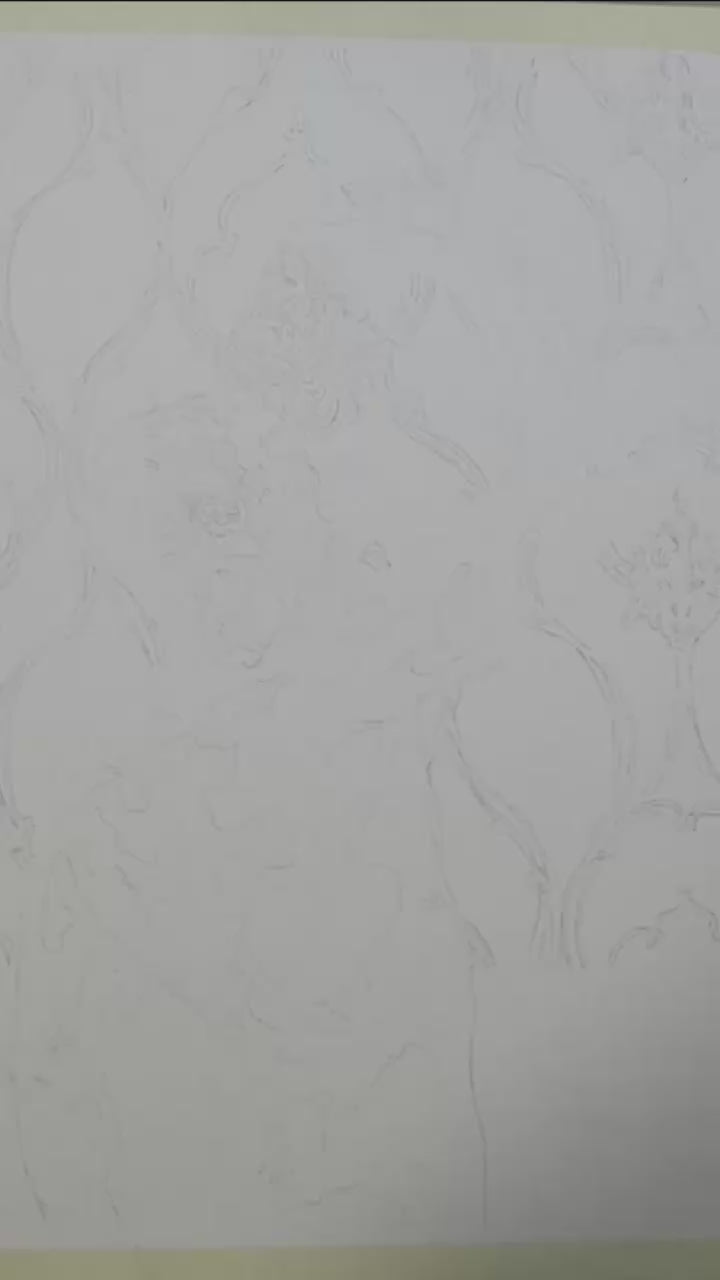 This video features a striking art print titled "In Bathroom," which depicts a vibrant and erotic scene of a nude male figure. The background is adorned with an intricate blue and gold mosaic-like pattern, enhancing the visual drama.
