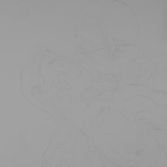 Black and white watercolor print of two shirtless men embracing under a vast grey sky. LGBTQ+ love art by Zak Pop Art.
