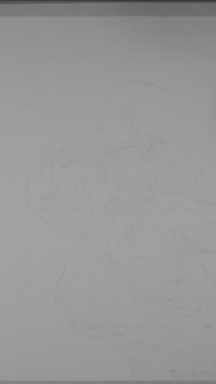Black and white watercolor print of two shirtless men embracing under a vast grey sky. LGBTQ+ love art by Zak Pop Art.
