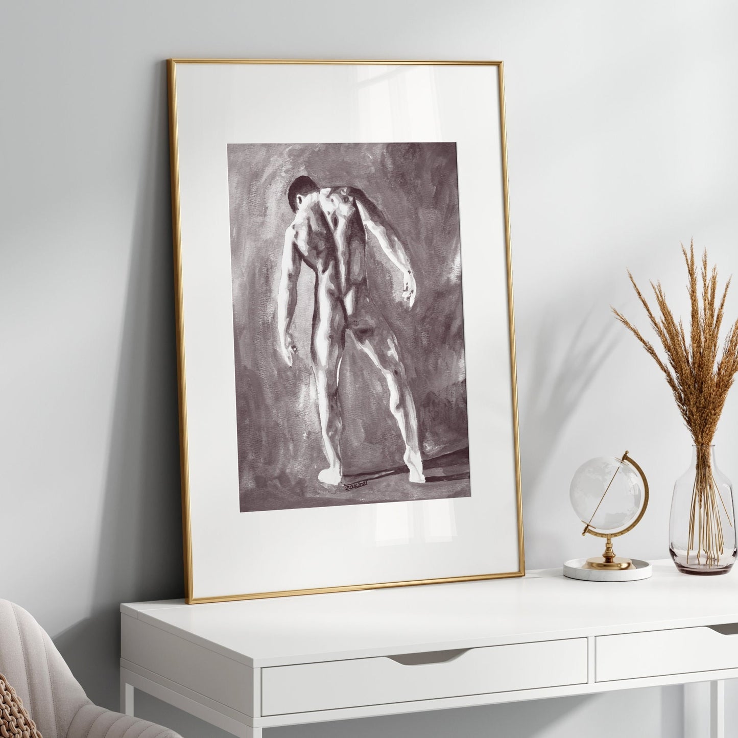 Adam in the Garden of Eden (B&W) | Gay nude art Print