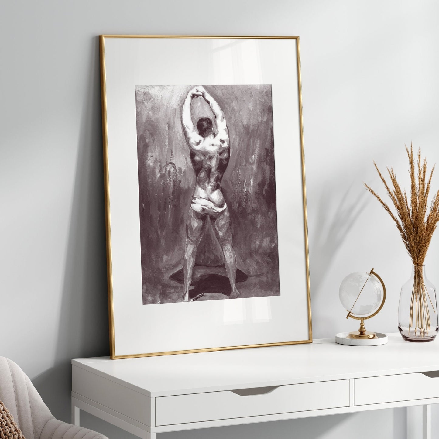 Adam in the Garden of Eden  (B&W) | Gay nude art Print