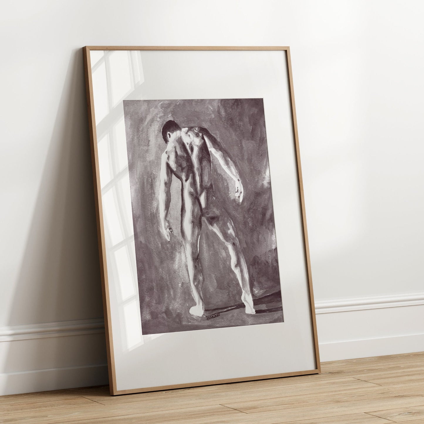 Adam in the Garden of Eden (B&W) | Gay nude art Print