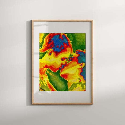 gays kissing queer art watercolor print same sex couple gift same sex marriage love is love engagement party gift gay wall art print