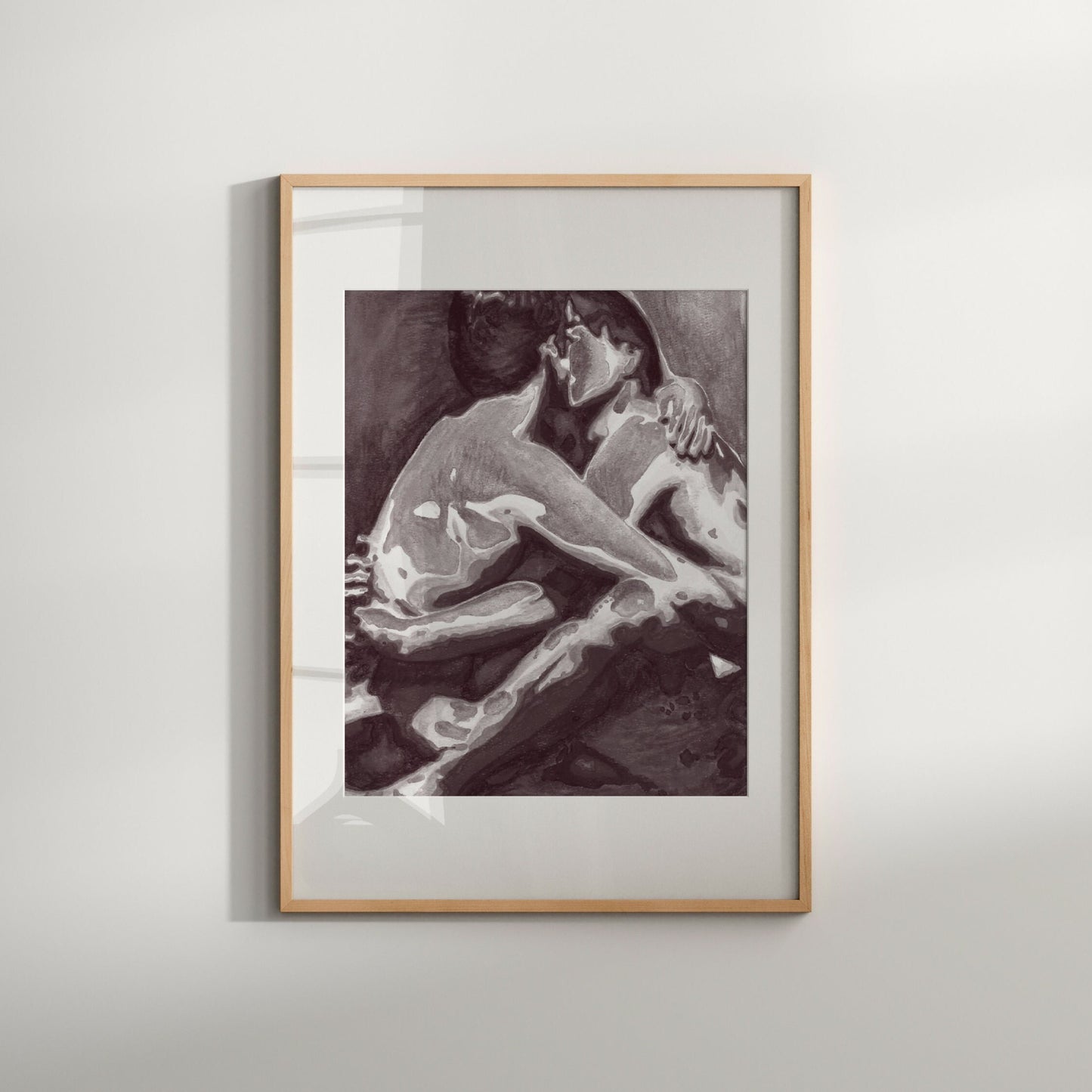 A hug | Gay nude art Print