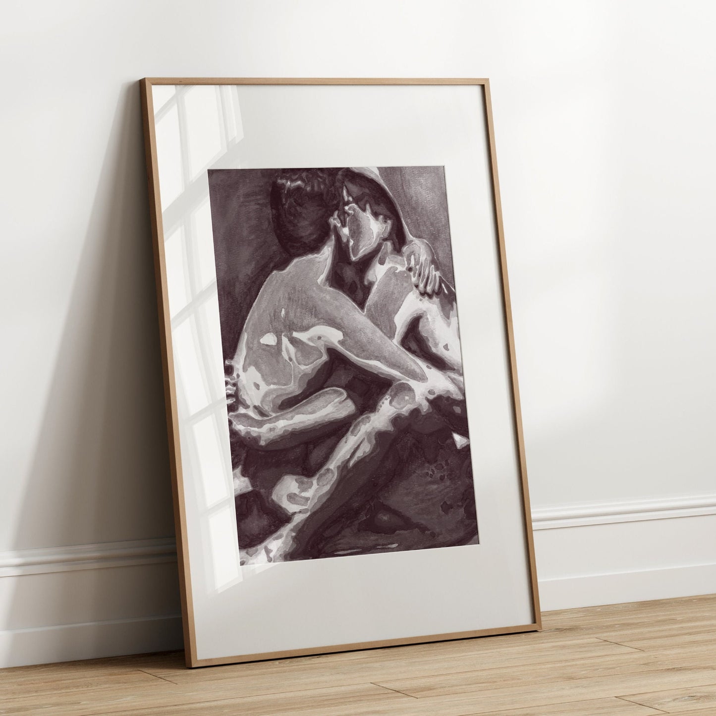 A hug | Gay nude art Print