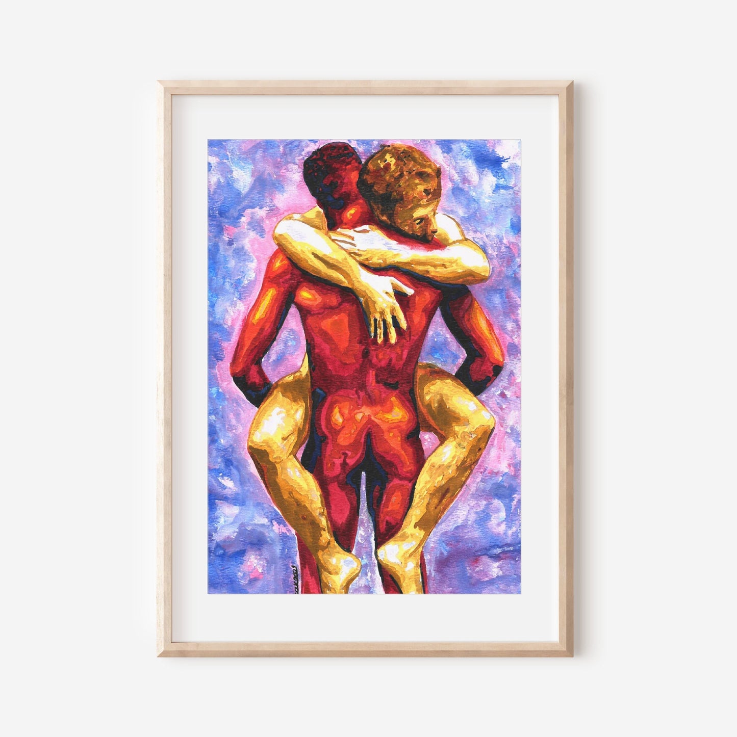 A hug | Gay nude art Print