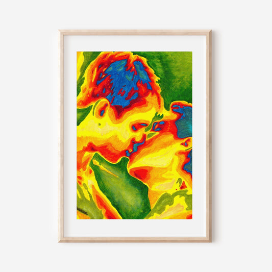 gays kissing queer art watercolor print same sex couple gift same sex marriage love is love engagement party gift gay wall art print