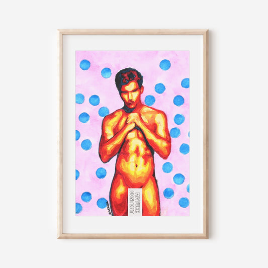 Male Gay Wall Art Print - Watercolor Male Figure Homoerotic Art Print | Erotic Phallic Nude Men | Fine Art Gift for Gay Couple | Polka Dot
