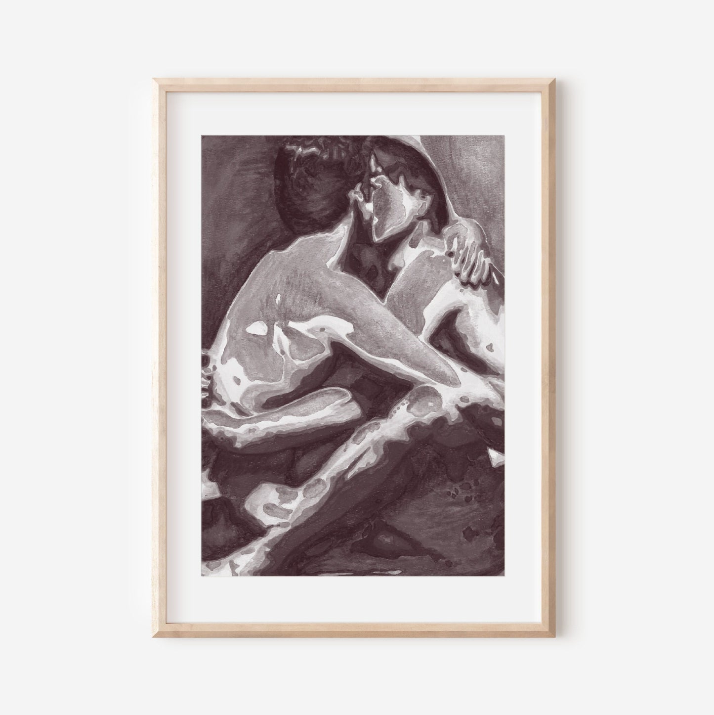 A hug | Gay nude art Print